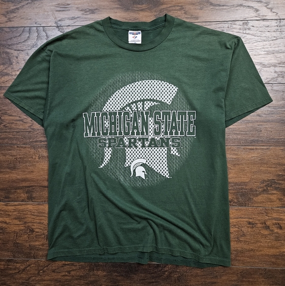 Vintage 90s NCAA Jerzees Michigan State Spartans Graphic T-Shirt Size 2XL - Picture 3 of 5